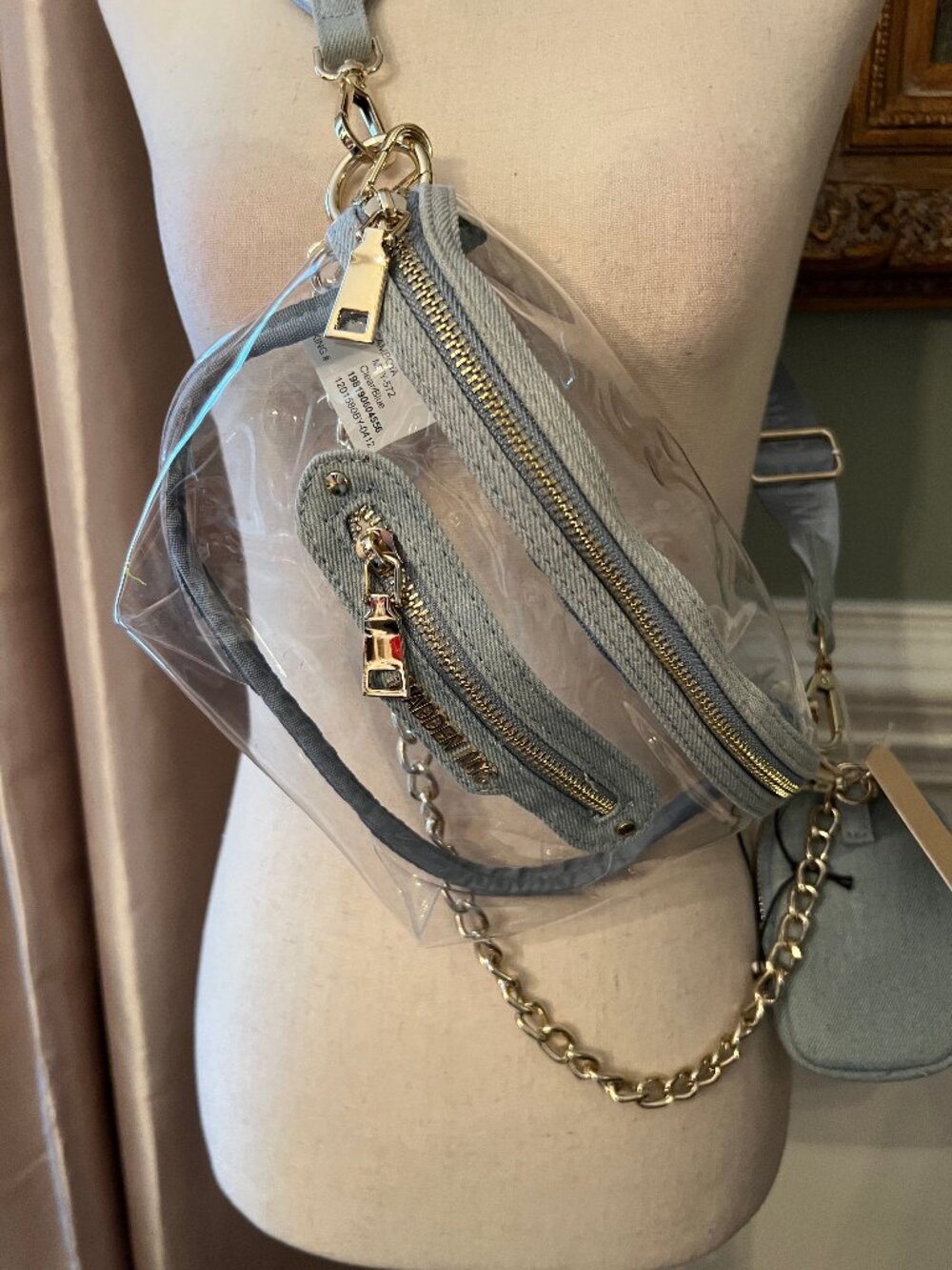 NWT Madden NYC Clear Plastic Stadium Belt Bag Crossbody Fanny Pack - Picture 3 of 7